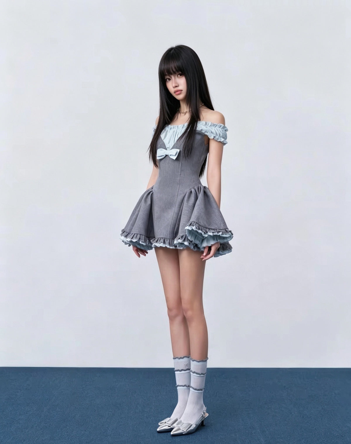 Prynex Bow-Detail Colorblock Mini Dress