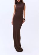 Wensor Backless Maxi Dress In Brown