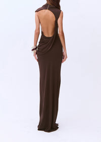 Wensor Backless Maxi Dress In Brown