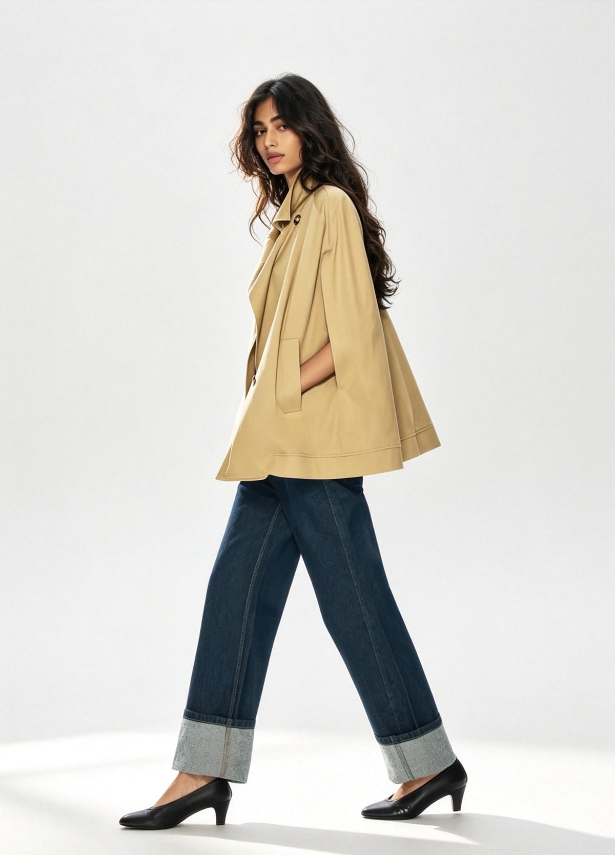 Elnesk Double-Breasted Cape Jacket
