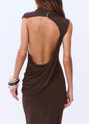 Wensor Backless Maxi Dress In Brown