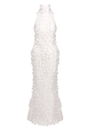 Yskora Halter-Neck Petal-Detail Maxi Dress In White