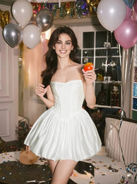 Alake Strapless Puff Dress In White