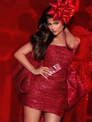 Hanee Red Sequin Strapless Asymmetric Mini Dress
