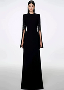 Zenitha Slit-Sleeve Bodycon Maxi Dress In Black