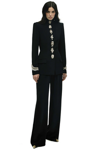Gradia Long Sleeve Crystal Detail Suit In Black