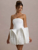 Jasmijn Strapless Floral Mini Dress In White