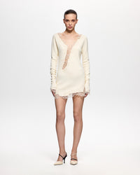 Yurek Lace-Panel Knit Mini Dress