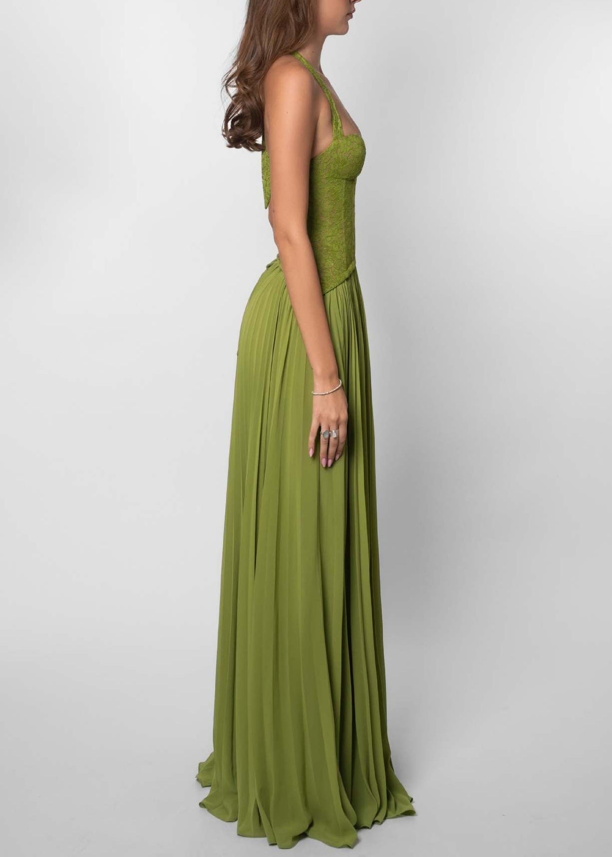 Cirune Halter-Neck Deep-V Maxi Dress