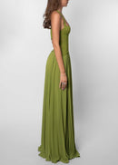 Cirune Halter-Neck Deep-V Maxi Dress