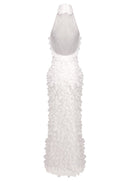 Yskora Halter-Neck Petal-Detail Maxi Dress In White
