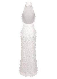 Yskora Halter-Neck Petal-Detail Maxi Dress In White