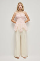 Triven Mesh Ruffled Pleated Top