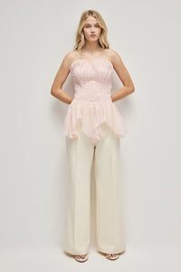 Triven Mesh Ruffled Pleated Top