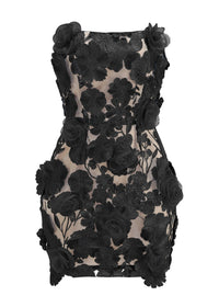 Nacho Strapless Embroidered Floral Mini Dress In Black