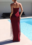 Zelmic Strapless Fringe Maxi Dress