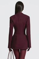 Aleksandra Burgundy Ruched Blazer Mini Dress