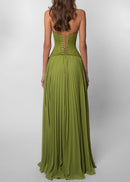 Cirune Halter-Neck Deep-V Maxi Dress