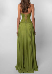 Cirune Halter-Neck Deep-V Maxi Dress