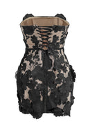 Nacho Strapless Embroidered Floral Mini Dress In Black