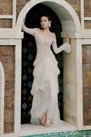 Envorik Floral Lace Ruffle Maxi Dress