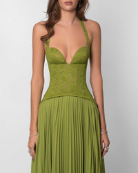 Cirune Halter-Neck Deep-V Maxi Dress