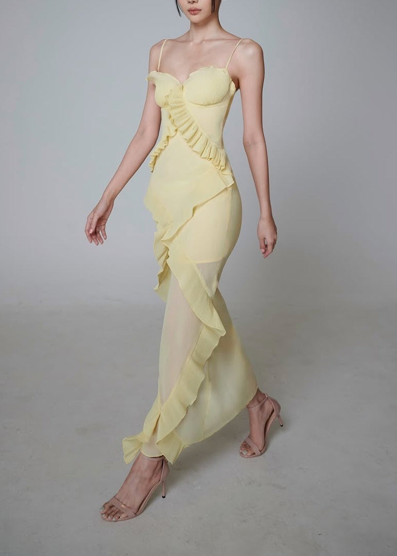 Valique Ruffle Detail Bustier Maxi Dress
