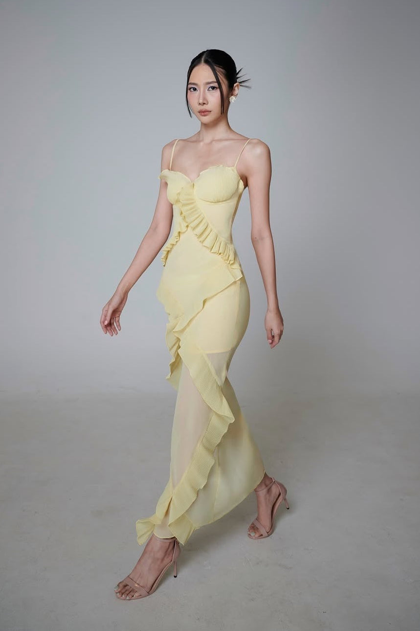 Valique Ruffle Detail Bustier Maxi Dress
