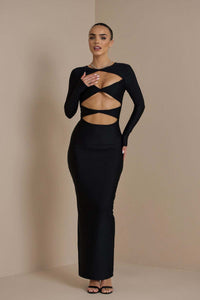 Eliana Twisted Long-Sleeve Cutout Maxi Dress