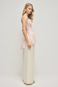 Triven Mesh Ruffled Pleated Top