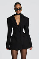 Uranie Black Double Breasted Blazer Mini Dress