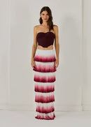 Ravhyx Tube Top Gradient Tassel Two-Piece Set