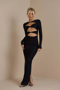 Eliana Twisted Long-Sleeve Cutout Maxi Dress