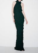 Yskora Halter-Neck Petal-Detail Maxi Dress In Black
