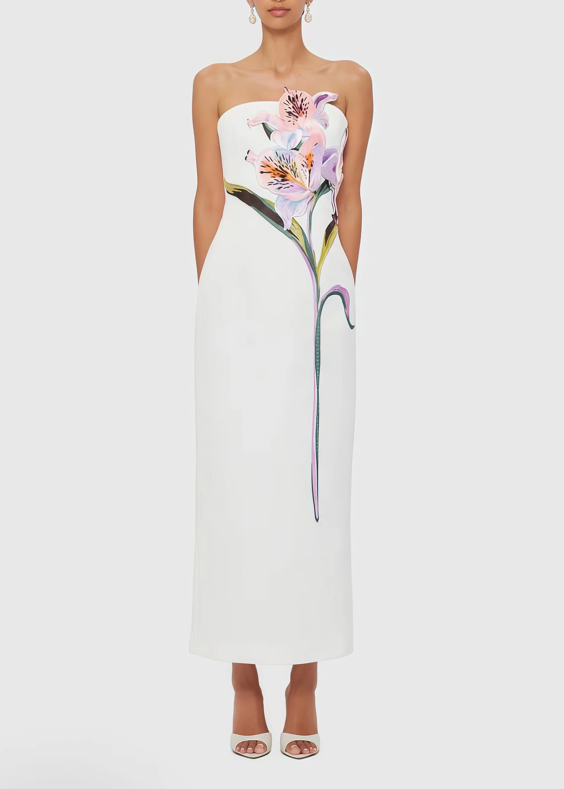 Eudoxia White Floral Embroidered Maxi Dress