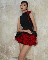 Alyvia Flower Appliqué Mini Dress