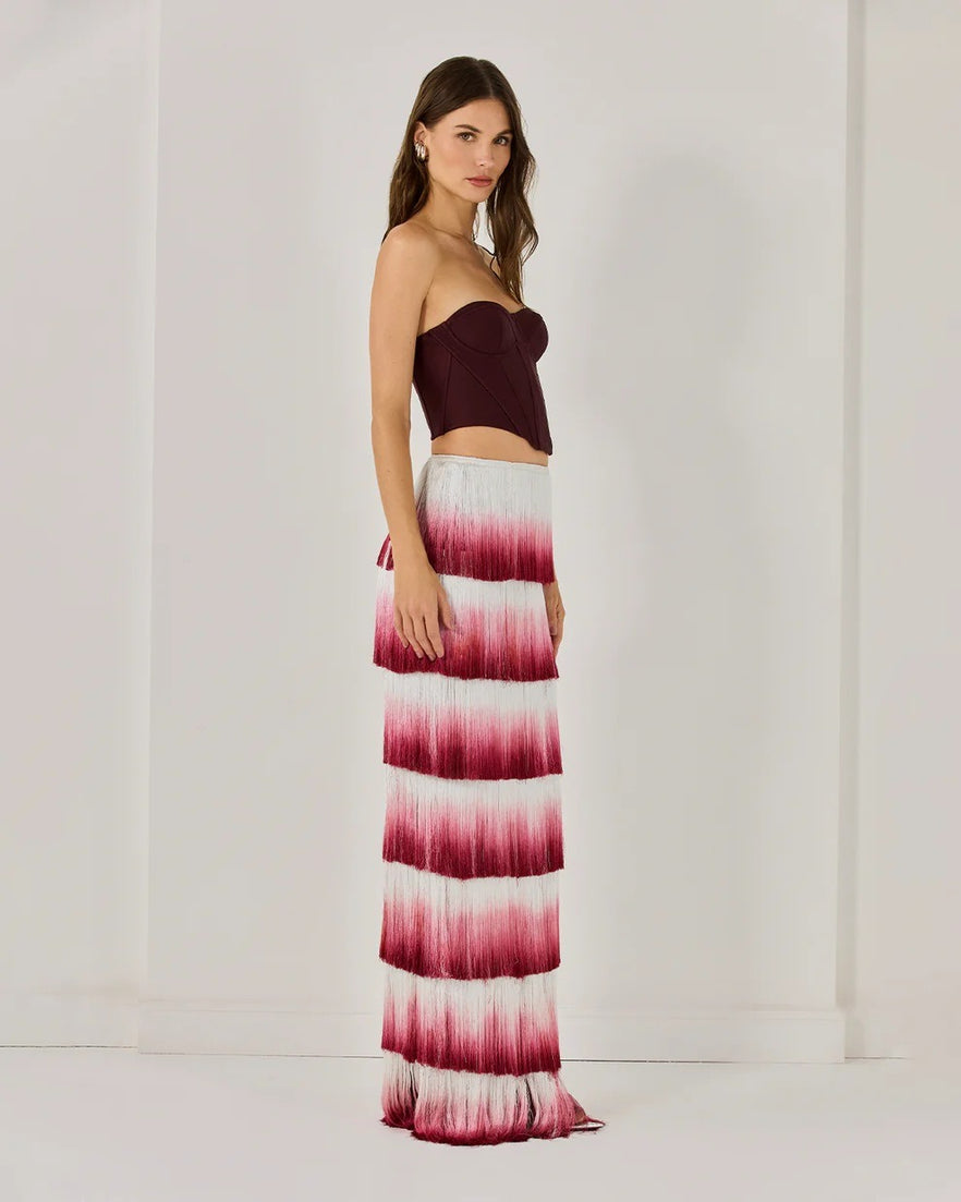 Ravhyx Tube Top Gradient Tassel Two-Piece Set