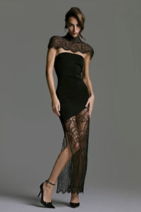 Sorynex Shawl Lace Split Maxi Dress