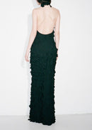 Yskora Halter-Neck Petal-Detail Maxi Dress In Black