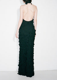 Yskora Halter-Neck Petal-Detail Maxi Dress In Black