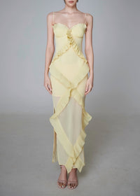 Valique Ruffle Detail Bustier Maxi Dress
