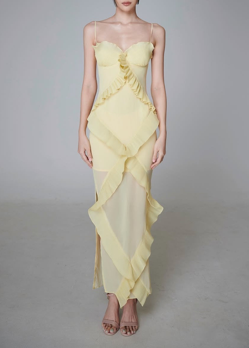 Valique Ruffle Detail Bustier Maxi Dress