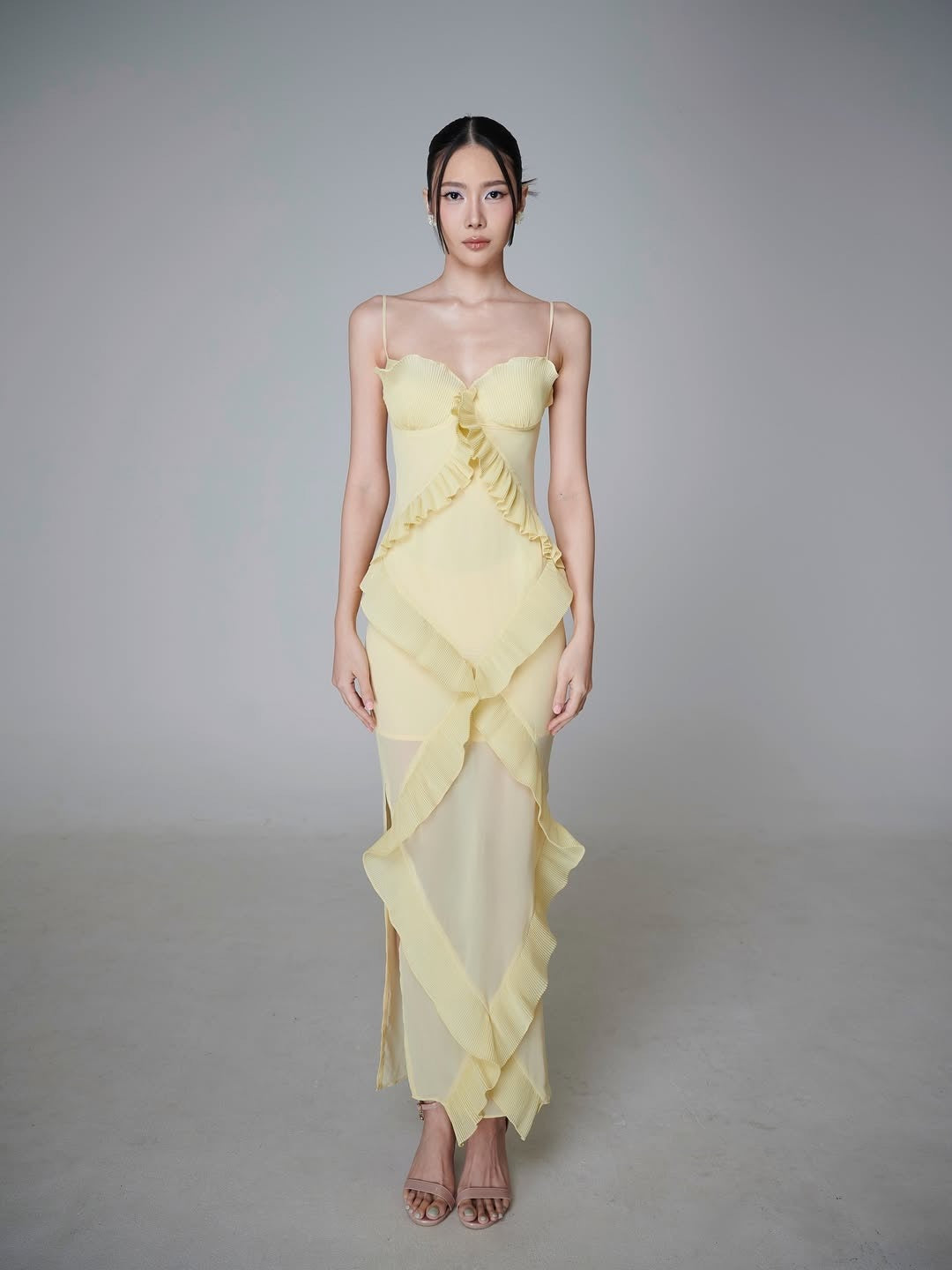 Valique Ruffle Detail Bustier Maxi Dress
