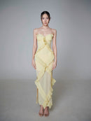 Valique Ruffle Detail Bustier Maxi Dress