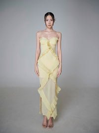 Valique Ruffle Detail Bustier Maxi Dress
