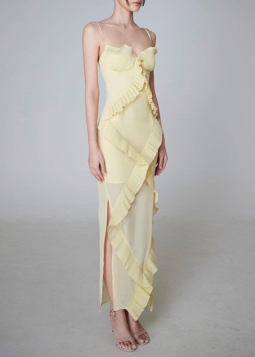 Valique Ruffle Detail Bustier Maxi Dress
