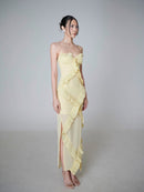 Valique Ruffle Detail Bustier Maxi Dress