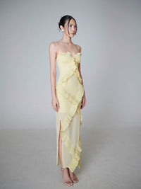 Valique Ruffle Detail Bustier Maxi Dress