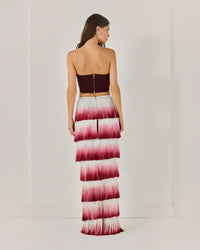 Ravhyx Tube Top Gradient Tassel Two-Piece Set
