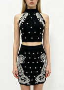 Sarada Stars Embroidered Baroque Mini Dress Set